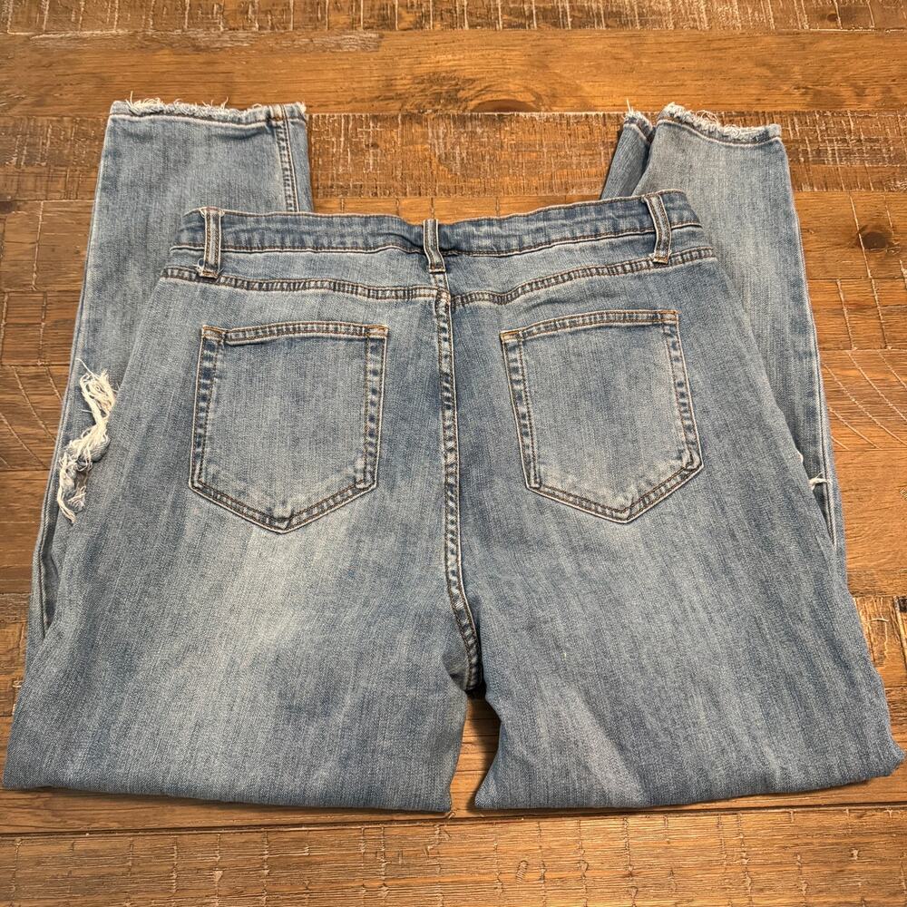 Wild Fable Sz 14 Blue Jeans Distressed High Waist Straight Leg Stained Ripped - Picture 11 of 12